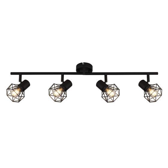 NETTLIFE Kattospotti 4 lamppua olohuoneeseen E14 teollinen musta säädettävä 350° ilman lamppua