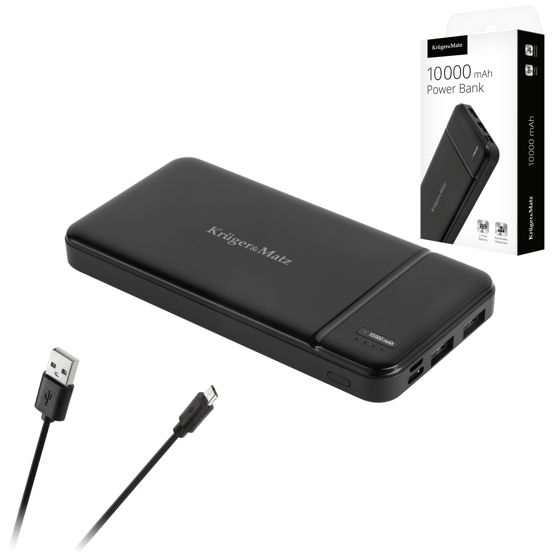 Varavirtalähde 10000mAh 2xUSB USB-C -kaapeli KrugerMatz