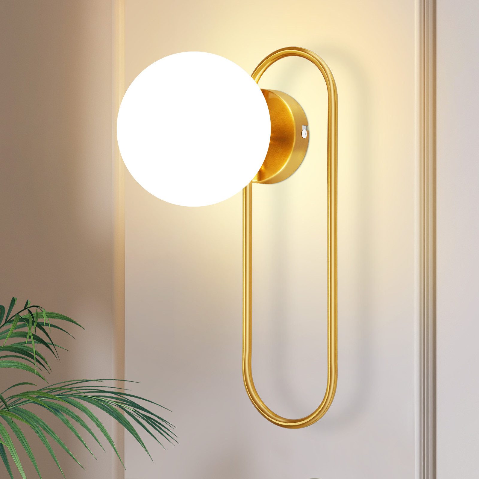 NETTLIFE Sisäseinävalaisin, E14, kultainen lasipallo, retro, moderni, makuuhuoneen seinävalaisin