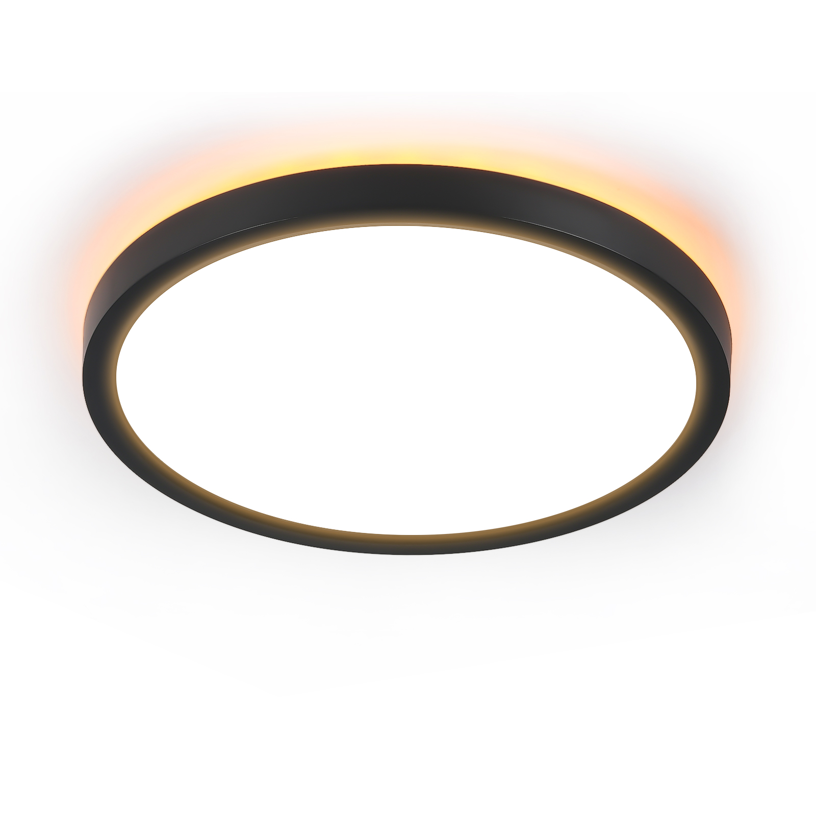 NETTLIFE musta, litteä, LED-kattovalaisin, 22cm, 18W, himmennettävä, makuuhuoneeseen, jaKeittiöön, 3000K- 6500K