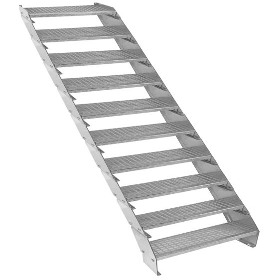 Säädettävät 10-osaiset galvanoidut portaat - 900 mm leveät