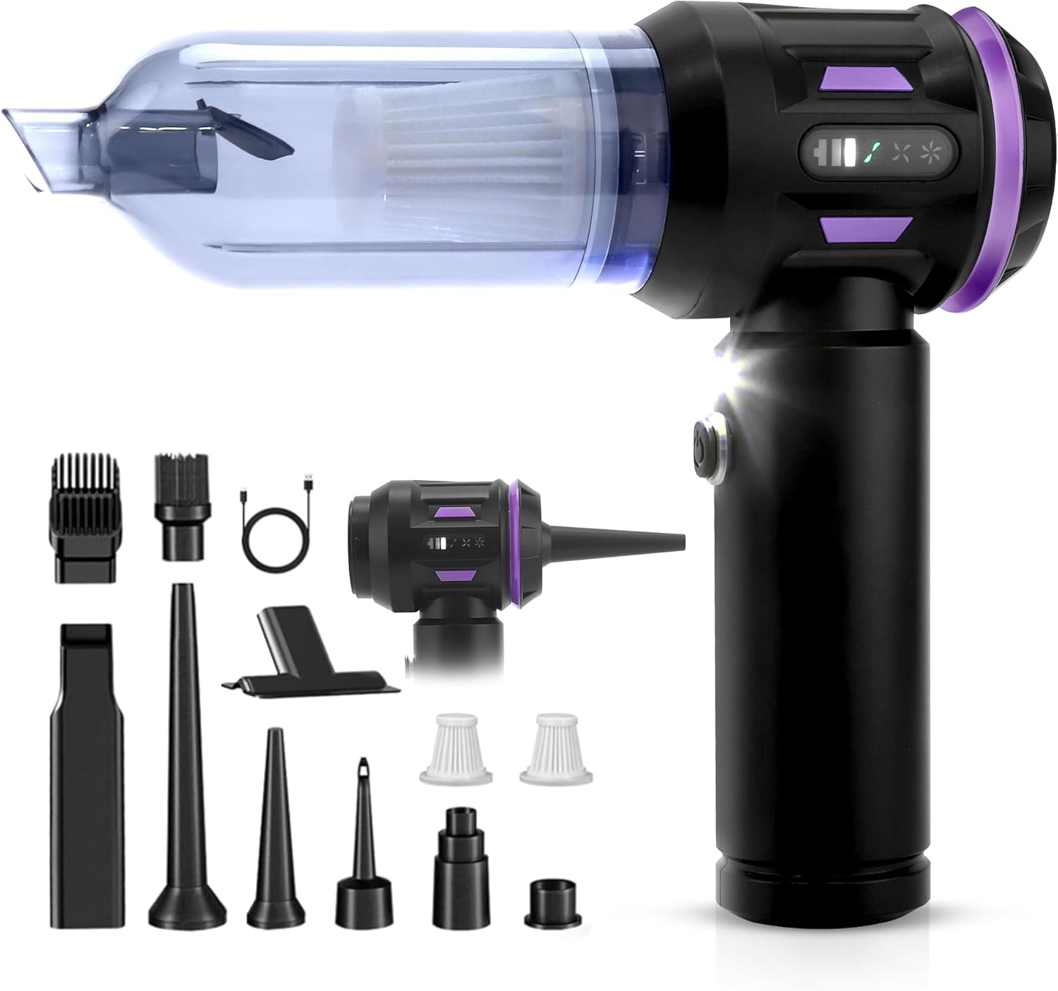 NETTLIFE Akullinen pölynimuri 17000PA - 4 in 1 auton ja kotitalouden imuri, eläinkarvoihin. Langaton, kantettava, 3 tehoaste, harjaton moottori