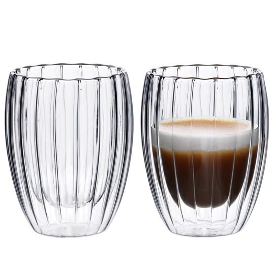 Allesken, Kaksiseinäinen borosilikaattilasi, 300 ml, P:8 cm x L:5 cm x K:11,5 cm (2 lasin setti)