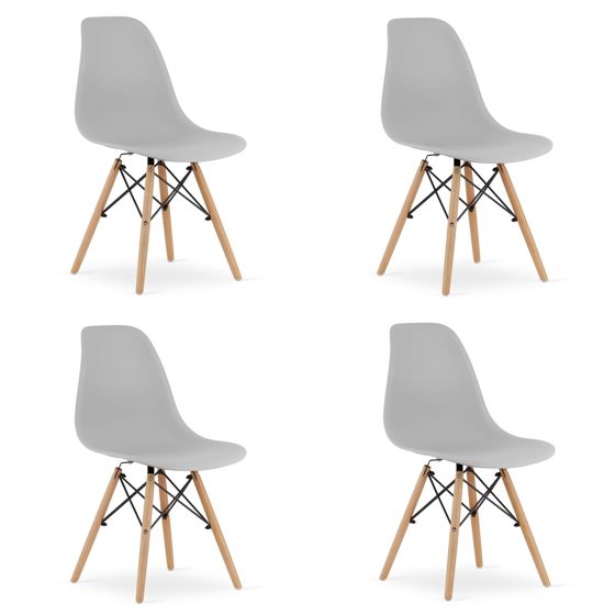 OSAKA-tuoli, harmaa, luonnonväriset jalat (4 kpl)