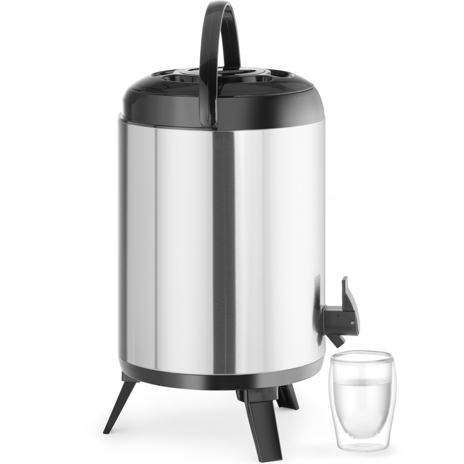 Termosastia tarjoilukäyttöön, jossa on hana kuumalle ja kylmälle vedelle 10 l