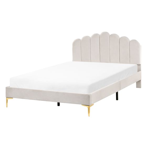 Sänky sametti SAUVIAN 140 x 200 cm Luonnonvalkoinen