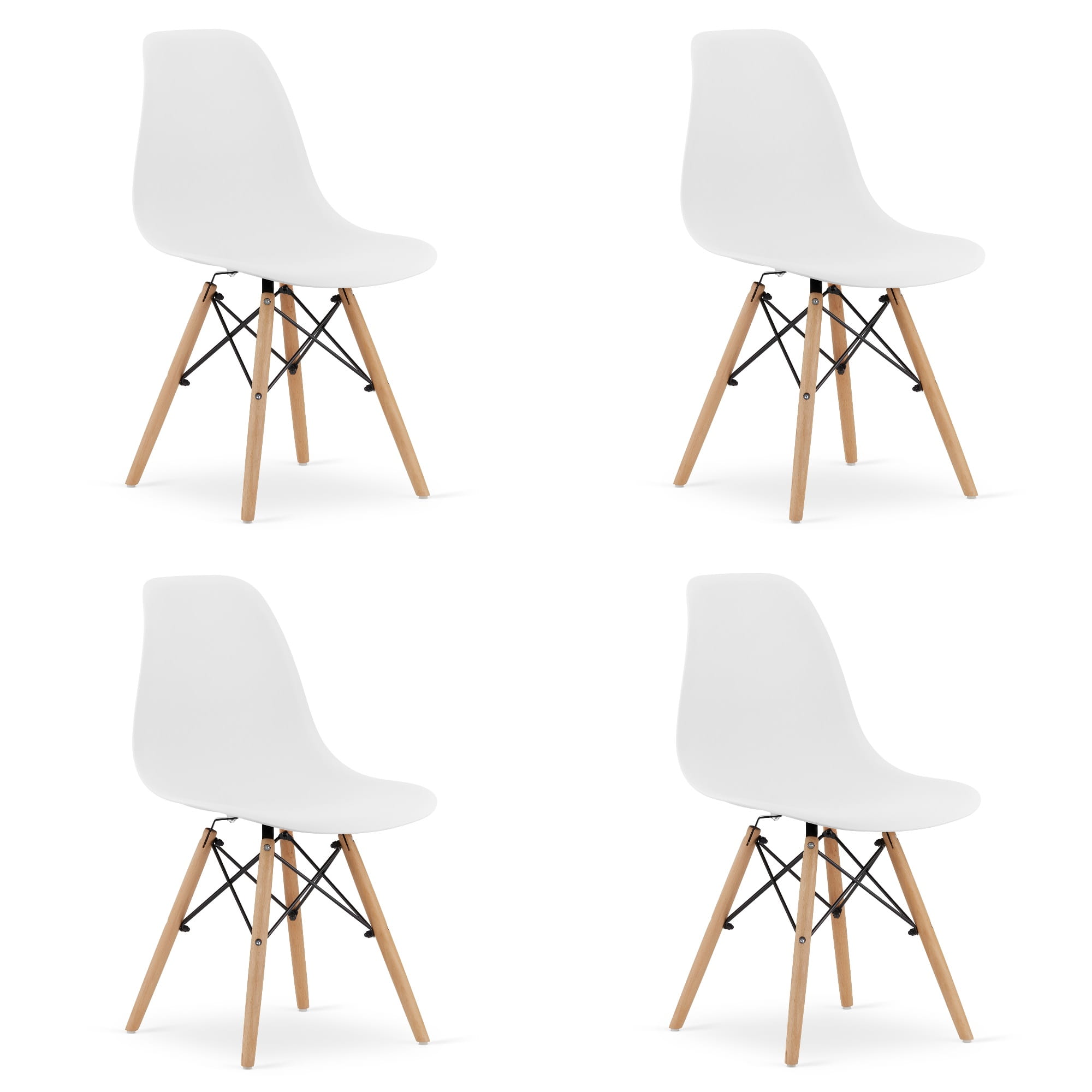 OSAKA-tuoli, valkoinen, luonnonväriset jalat (4 kpl)