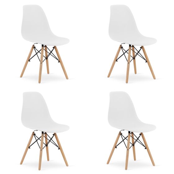 OSAKA-tuoli, valkoinen, luonnonväriset jalat (4 kpl)