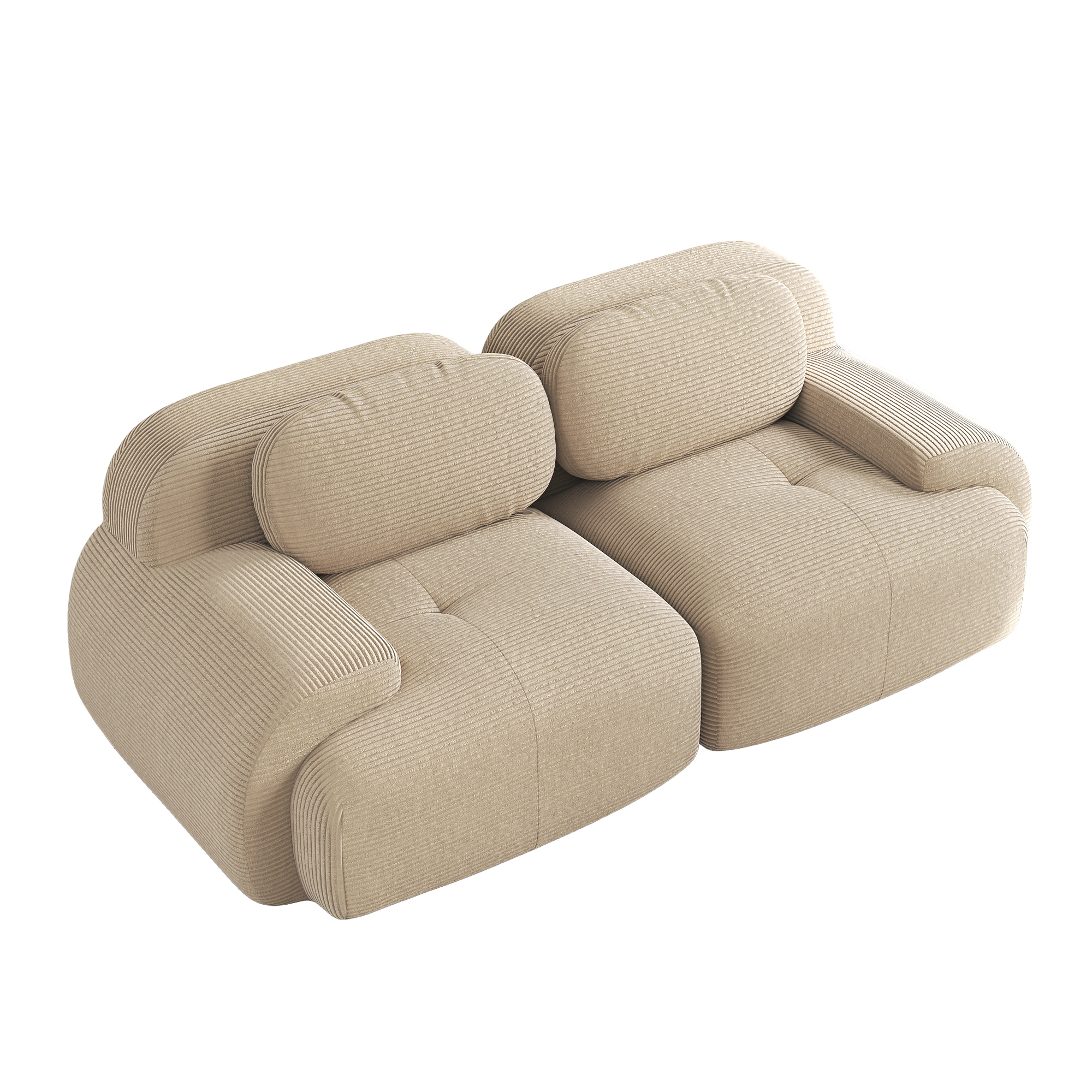 moduulisohva 2-paikkainen beige kangas moderni säädettävä