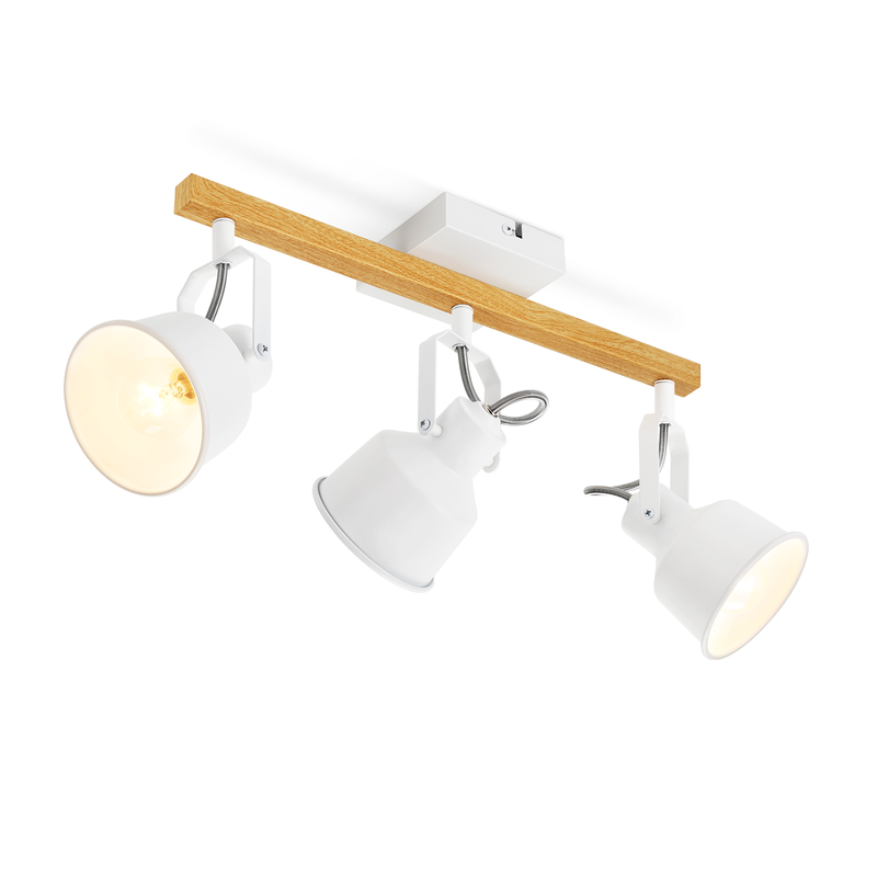 NETTLIFE 3- liekkinen kattokohdevalaisin 350° säädettävä vintage E14 korkealaatuinen muotoilu puunsyykuvioinnilla