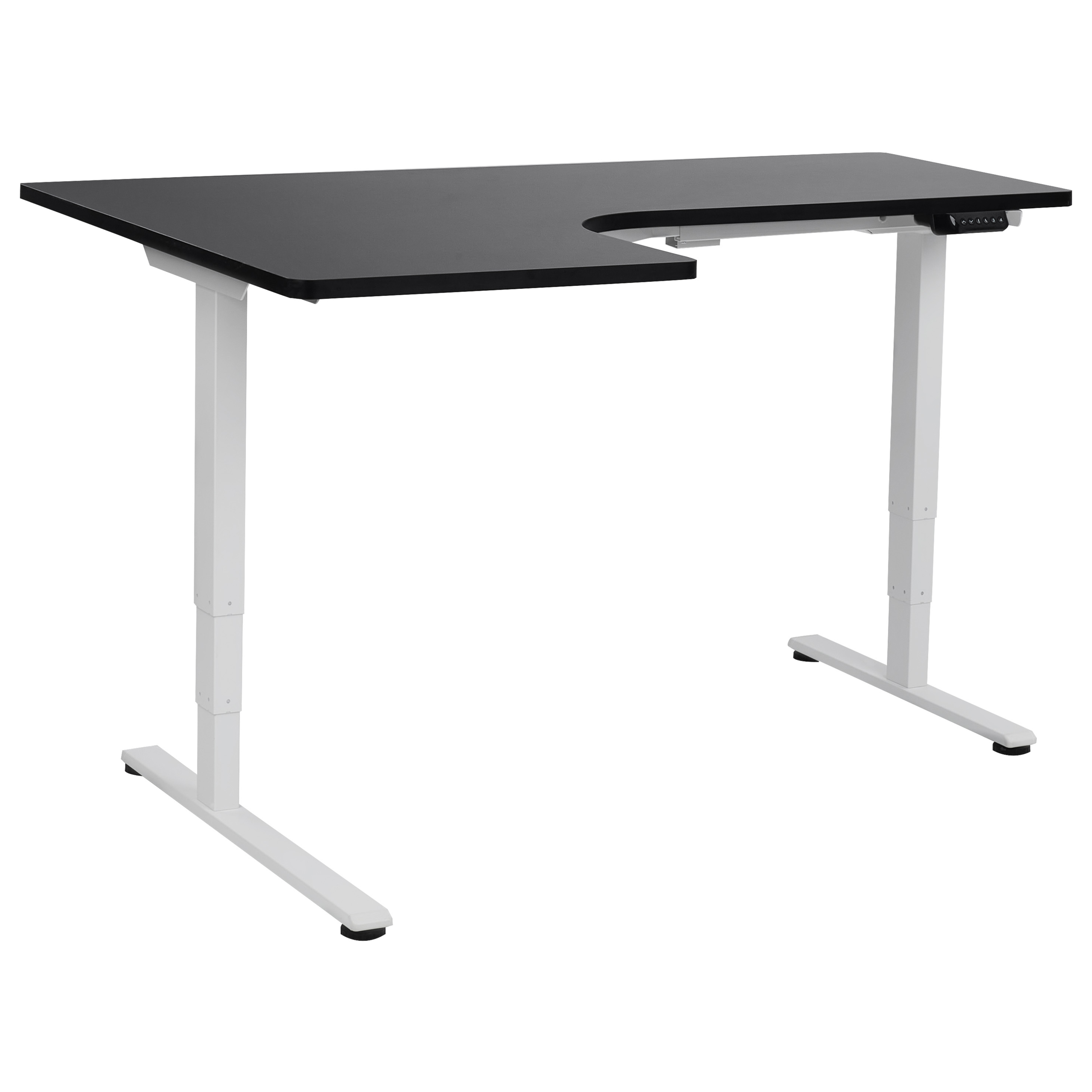 Kulmatyöpöytä sähkösäädettävä DESTINES 160 cm 109 cm Musta/valkoinen Vasen