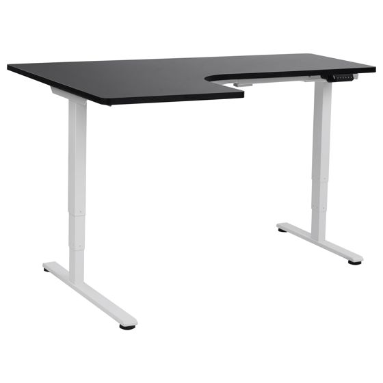 Kulmatyöpöytä sähkösäädettävä DESTINES 160 cm 109 cm Musta/valkoinen Vasen