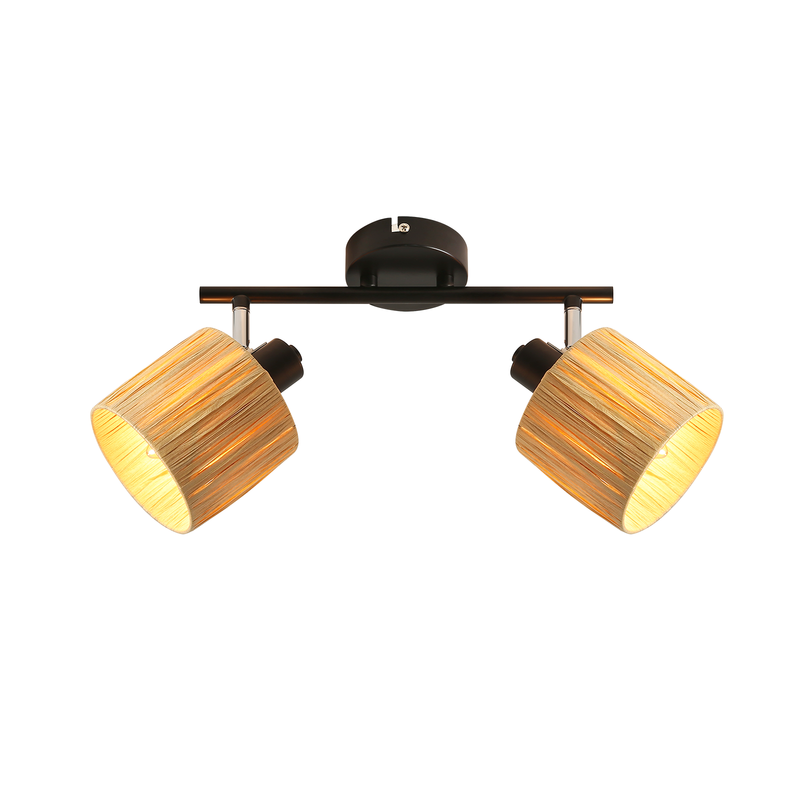 NETTLIFE kattokohdevalaisin 2 liekkiä E14 luonnonmusta kattovalaisin paperi olohuoneeseen