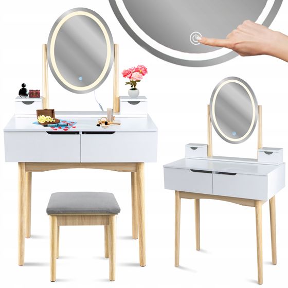 Skandinaavinen meikkipöytä LED-peilillä