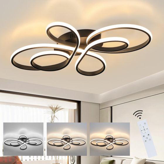 NETTLIFE moderni himmennettävä LED - kattovalaisin, musta, 66 cm, 65 W, kaukosäätimellä, sopii ruokailuhuoneeseen, toimistoon