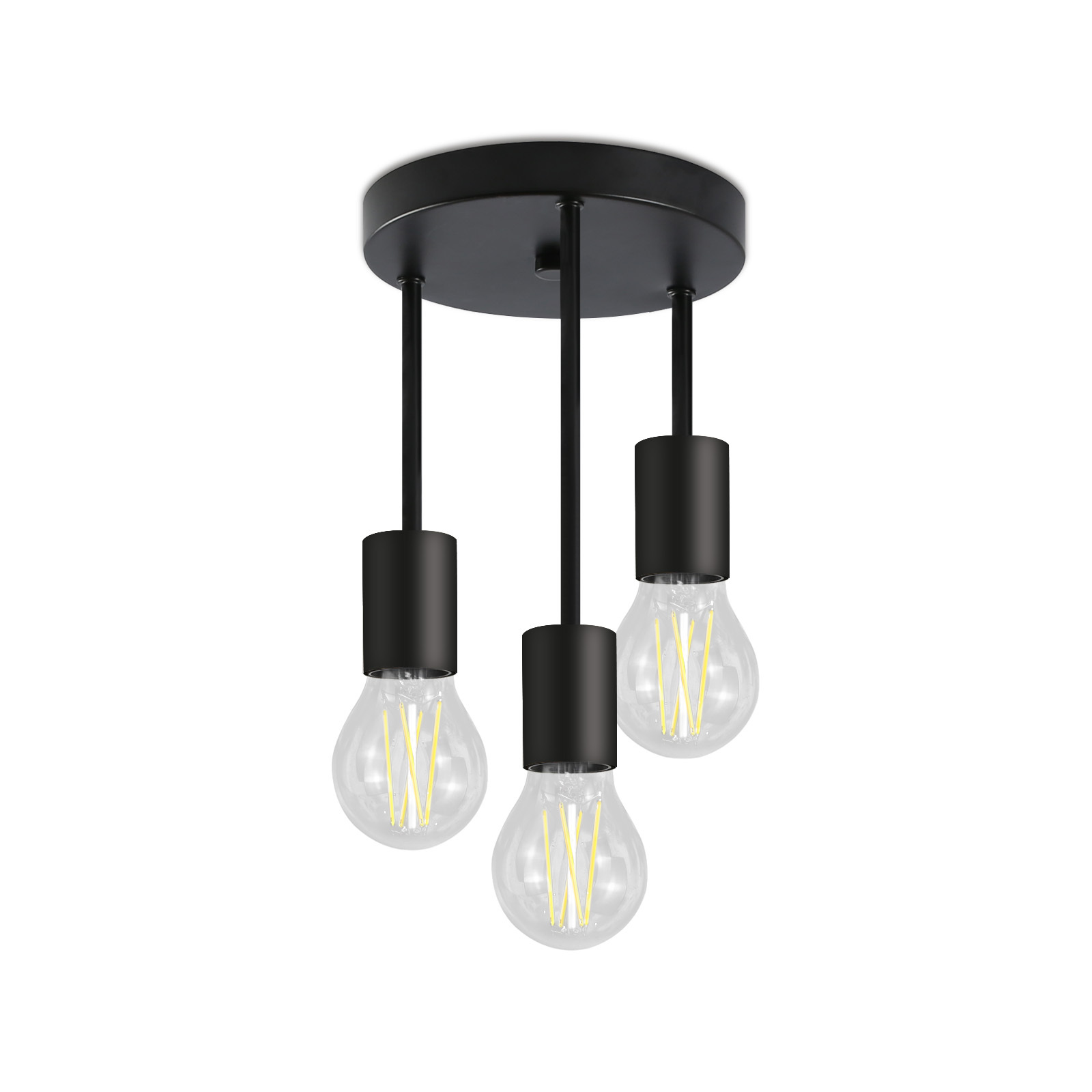 NETTLIFE Vintage, mustaKattovalaisin- 3-lamppuinen, E27, riippuvalaisinKattoon, jossa, 3Kohdevaloa