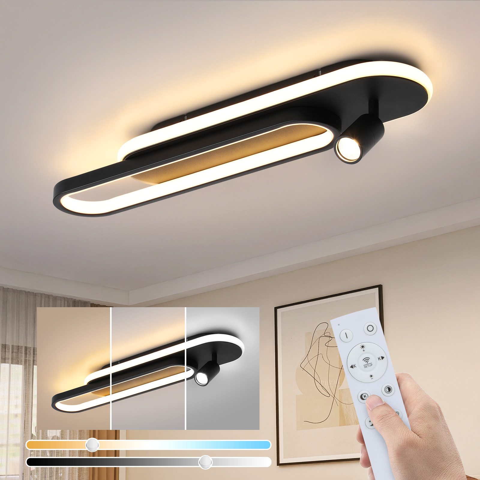 NETTLIFE moderni musta himmennettävä LED - kattovalaisin yhdellä kattospotilla