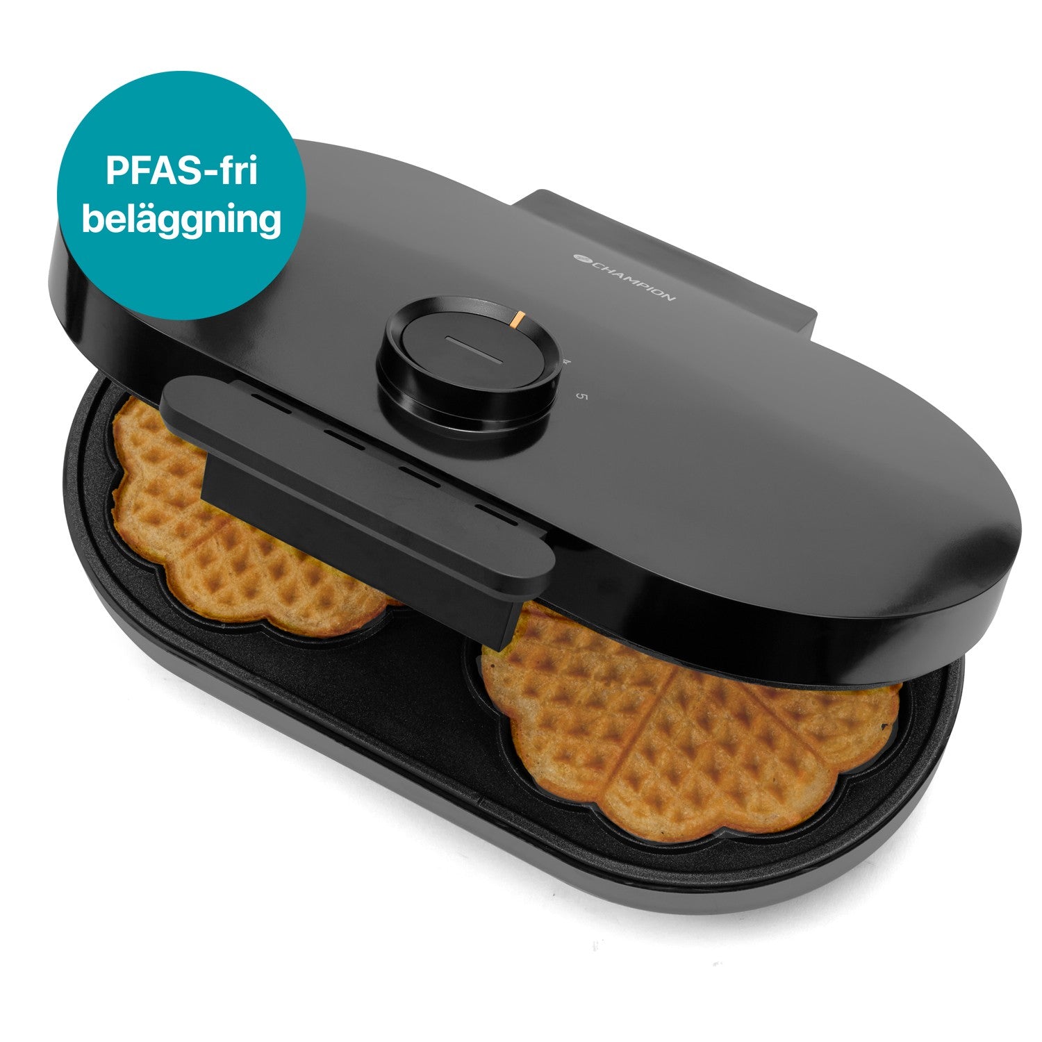 Kaksinkertainen vohvelikone, 1600 W, sydämenmuotoinen, PFAS-vapaa