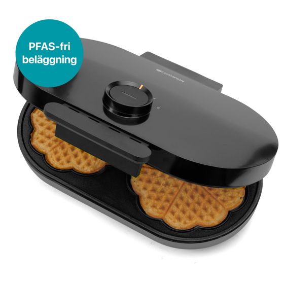 Kaksinkertainen vohvelikone, 1600 W, sydämenmuotoinen, PFAS-vapaa