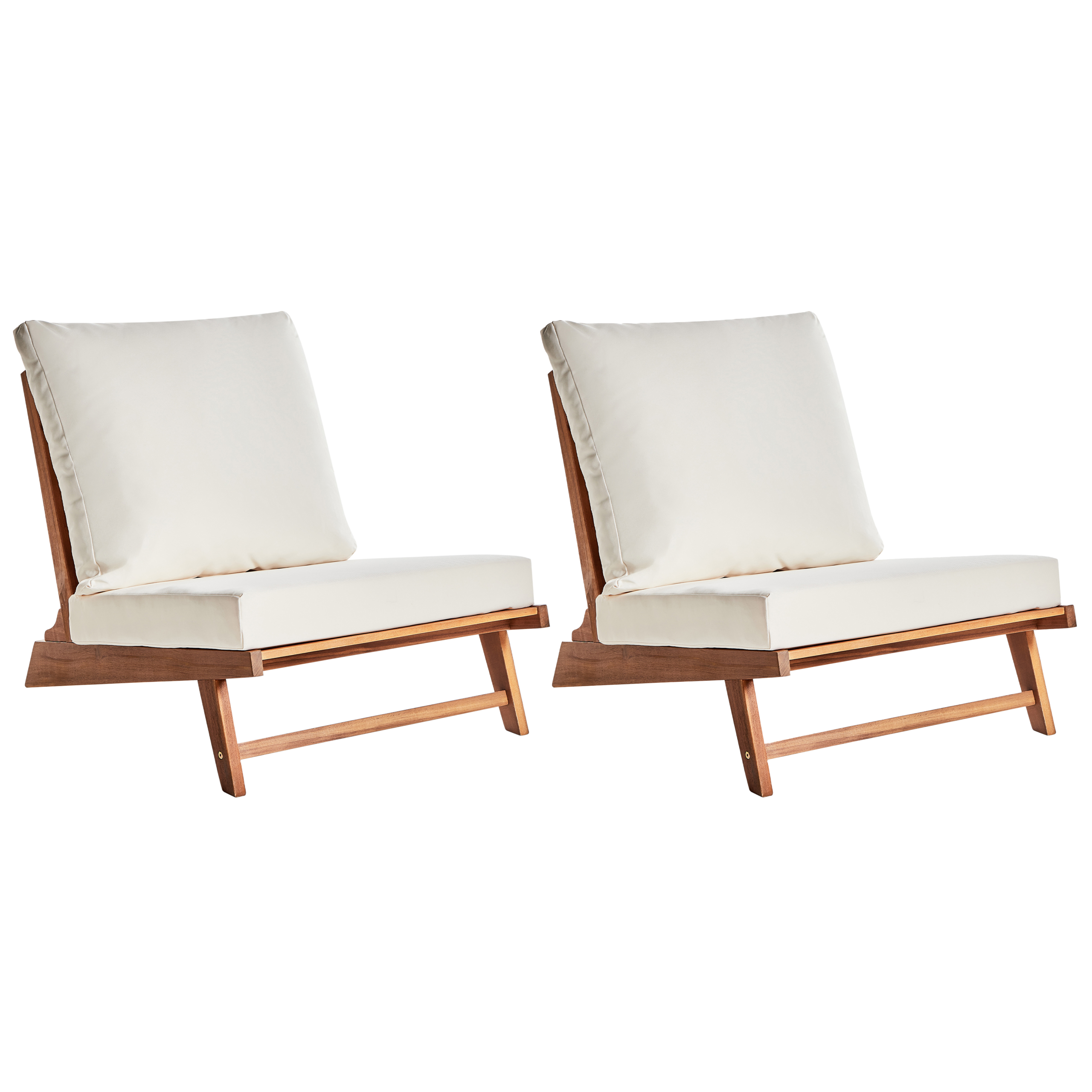 Puutarhatuolisetti pehmusteilla 2 kpl MICCIANO akaasia Luonnonvalkoinen