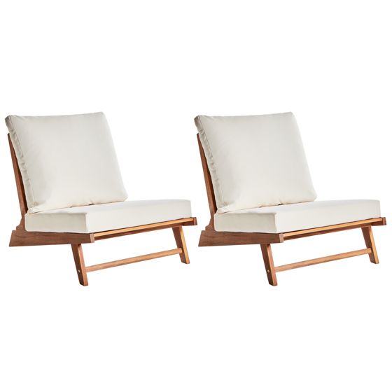 Puutarhatuolisetti pehmusteilla 2 kpl MICCIANO akaasia Luonnonvalkoinen