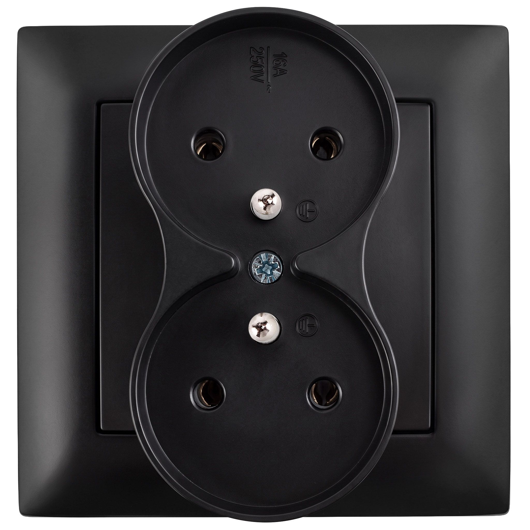 Toolight Kaksiosainen maadoitettu pistorasia JHN002-G + kehys Musta 5, 1x8, 4x8, 4cm