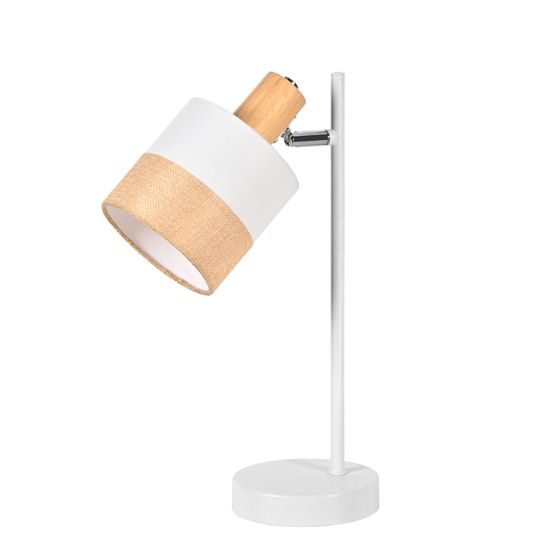 NETTLIFE vintage maalaismainen pöytälamppu kangasvarjostin puinen E14 johdin yövalaisin olohuone makuuhuone työhuone