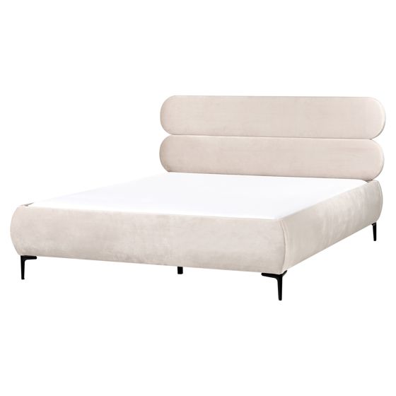 Sänky Sametti LESSAY 160 x 200 cm Vaaleanbeige