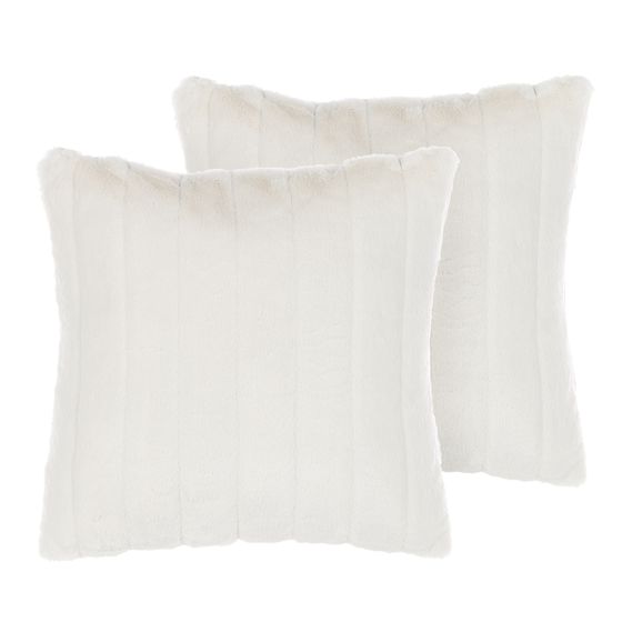 Koristetyynysetti 2 kpl PUMILA keinoturkis 45 x 45 cm Valkoinen Hillitty