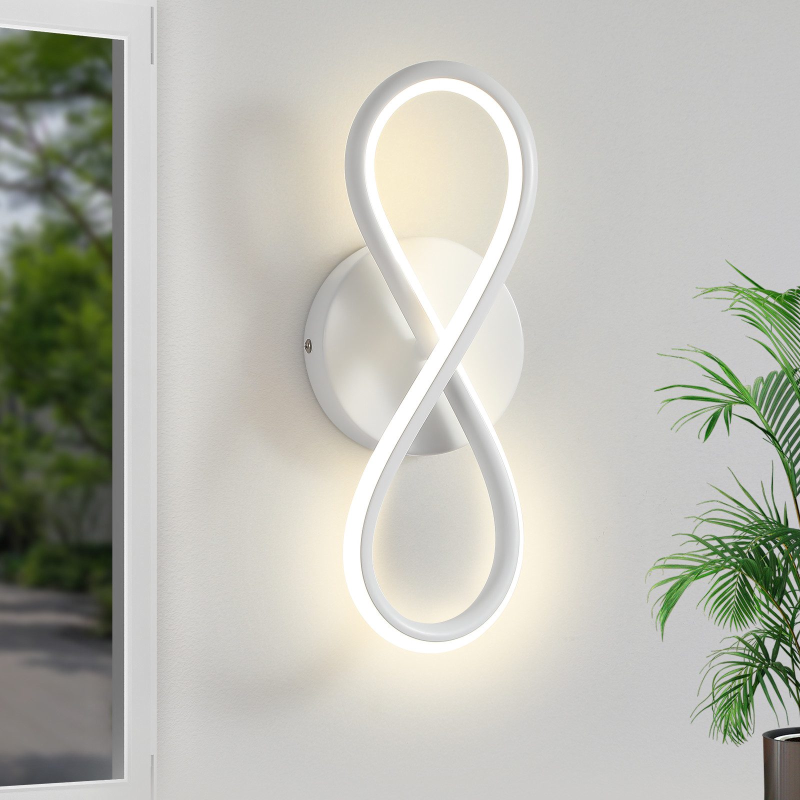 NETTLIFE musta, LED - seinävalaisin, 7W, kaareva, muotoilu, lämmin, valkoinen, 3000K, sisäportaikkoon