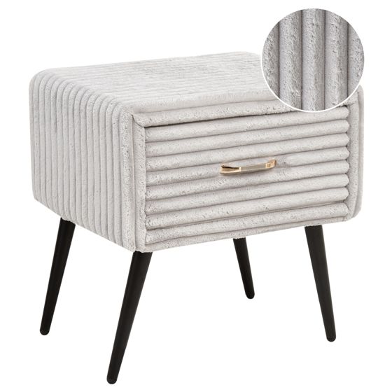 Yöpöytä laatikolla FLAYAT vakosametti Vaaleanharmaa