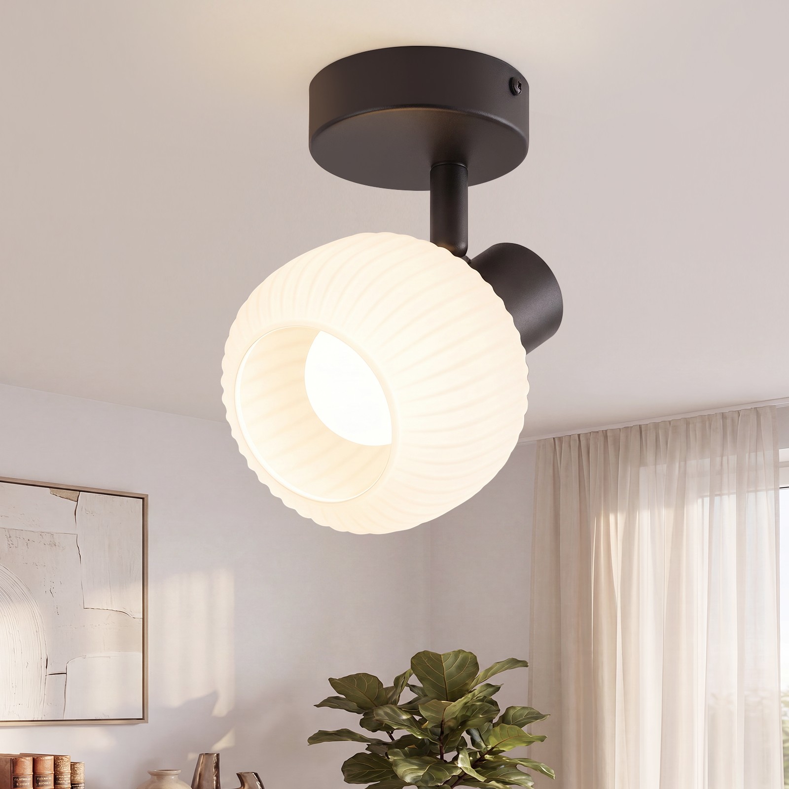 ZMH 1-lamppuinen kattokohdevalaisin, vintage-lasinen kattovalaisin, Mden E14 -design, makuuhuone