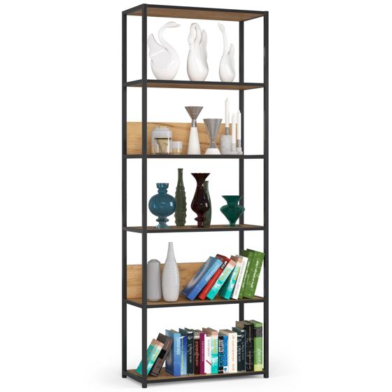 Akord Metallihylly Loft Musta/Craft-tammi 70x32x192