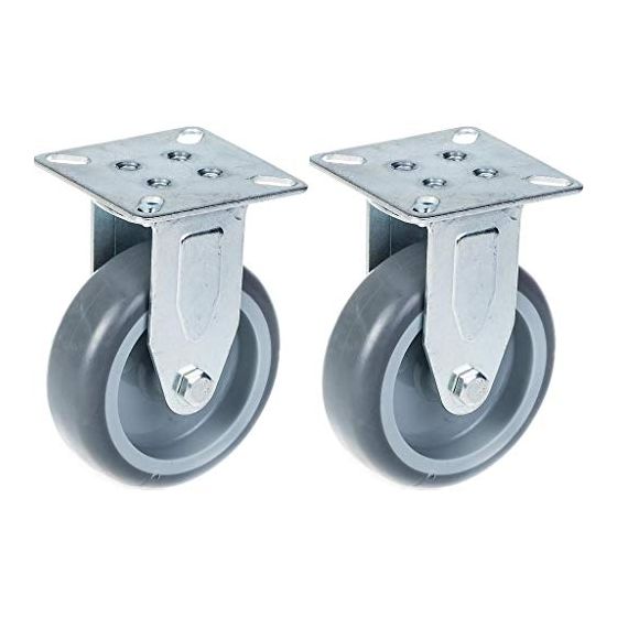 75mm 3" pyörä harmaalla kumirenkaalla, kiinteä, 120kg kantavuus, 2 kpl:n setti