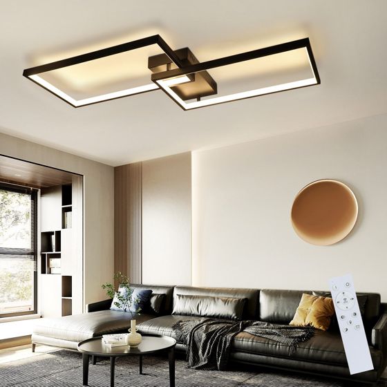 NETTLIFE LED - kattovalaisin, musta 80 cm moderni, olohuone himmennettäväKaukosäätimellä 48W suorakaiteen, muotoinen