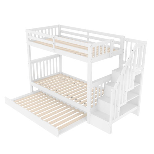 Kerrossänky 90x200 cm, piilotetulla patjalla ja korkealla turvalaidalla, valkoinen