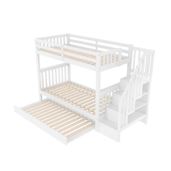 Kerrossänky 90x200 cm, piilotetulla patjalla ja korkealla turvalaidalla, valkoinen