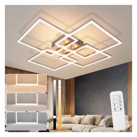 ZMH Suorakulmainen hopeinen LED-kattovalaisin 72 cm 48 W olohuoneeseen ja makuuhuoneeseen