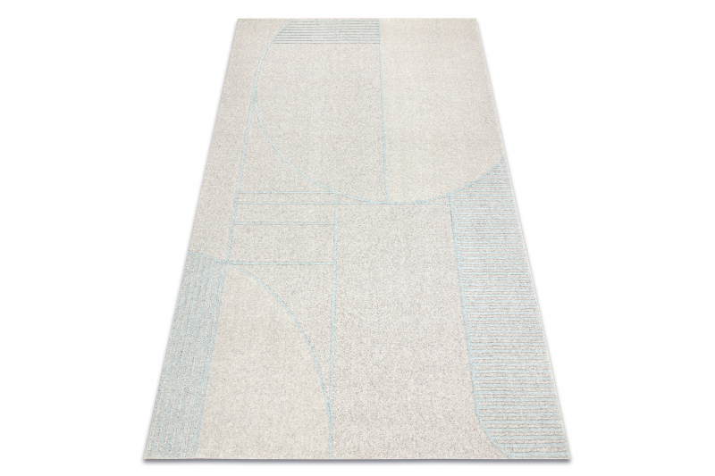 FLUX  villamatto- Geometrinen loft harmaa / sininen