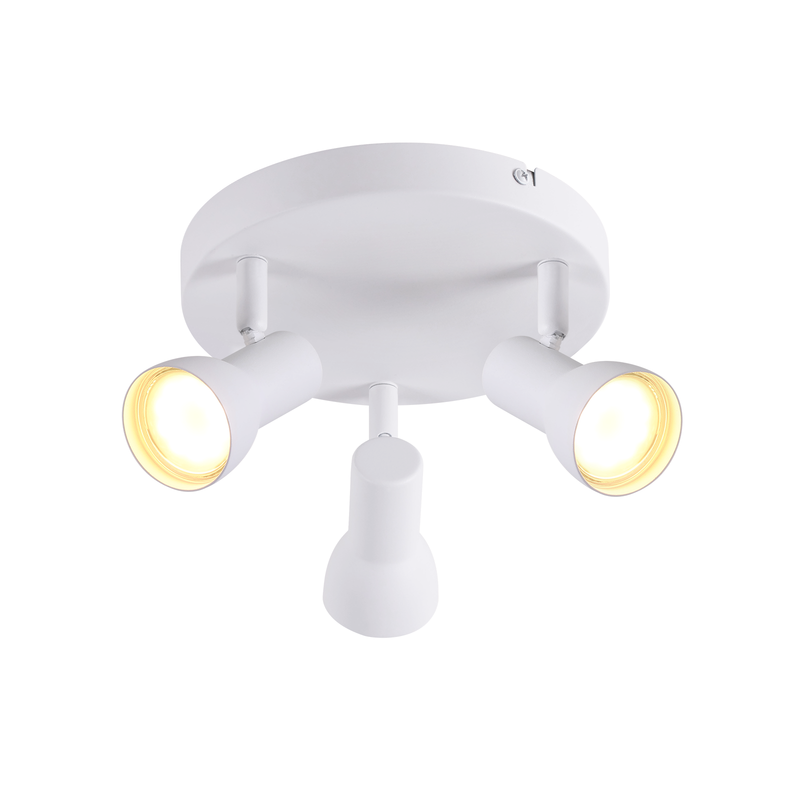 NETTLIFE 3- liekkinen kattokohdevalaisin, pyöreä, sisävalaistus, valkoinen, metalli, GU10- kanta