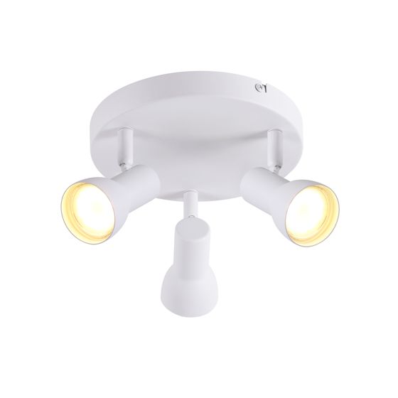 NETTLIFE 3- liekkinen kattokohdevalaisin, pyöreä, sisävalaistus, valkoinen, metalli, GU10- kanta