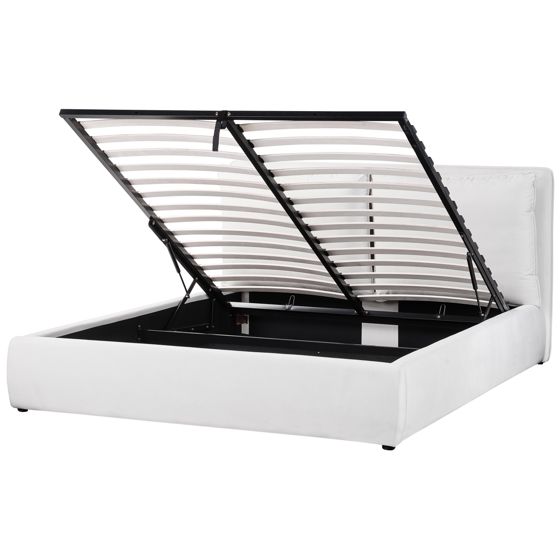 Sänky säilytystilalla sametti BAJONNA 160 x 200 cm Valkoinen