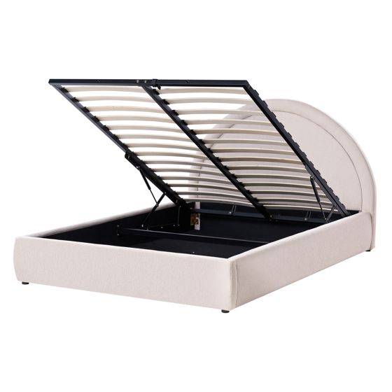 Sänky säilytystilalla kangas MOUZON 140 x 200 cm Vaaleanbeige