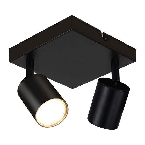 NETTLIFE kattokohdevalaisin olohuoneeseen, 2 mustaa GU10- lamppua, kääntyvä kattovalaisin, moderni sisäkohdevalaisin makuuhuoneeseen, keittiöön
