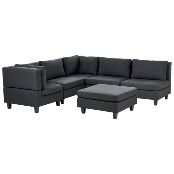 Moduulikulmasohva 5-istuttava UNSTAD kangas Musta ja rahi Oikea