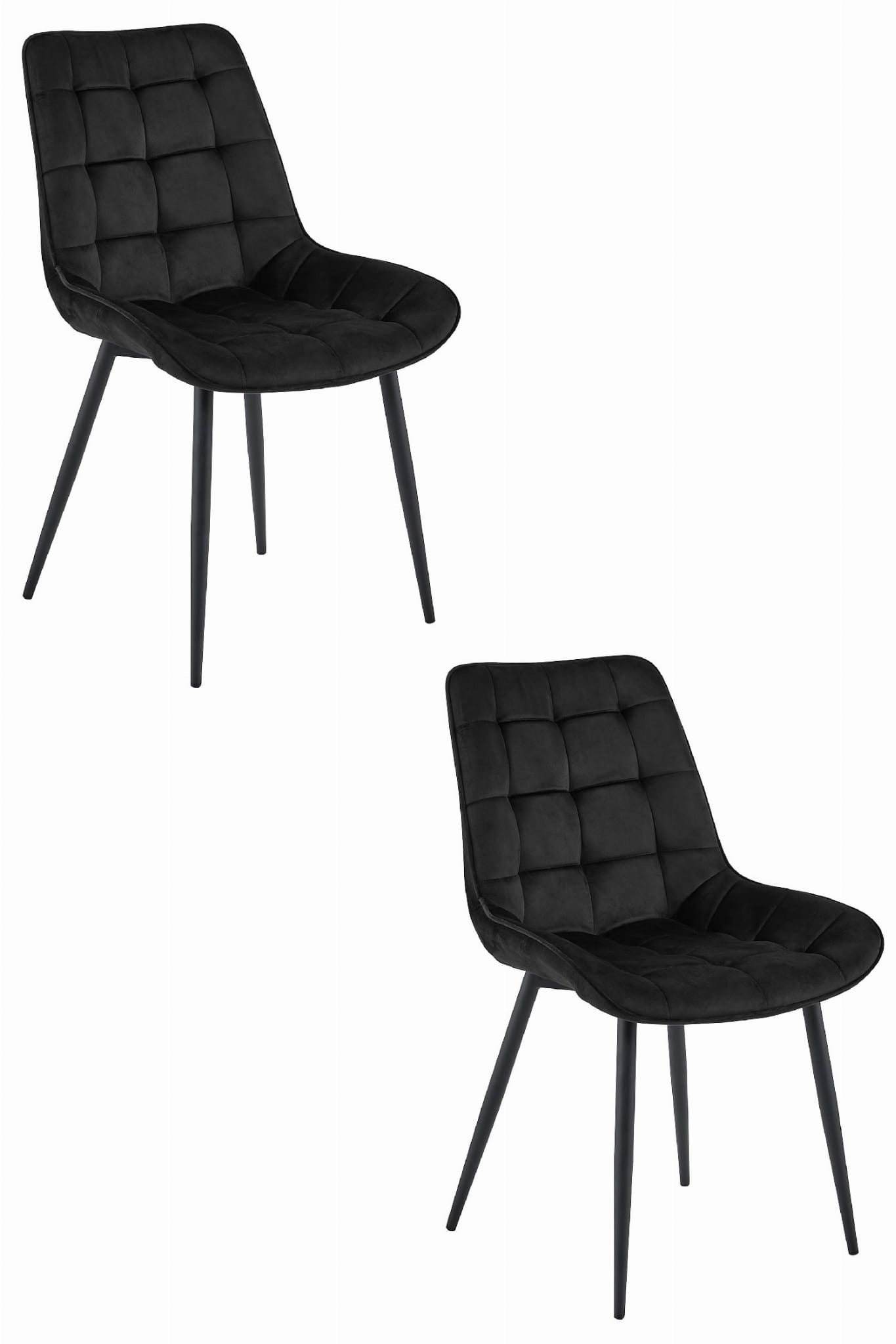 BERA-tuoli, musta sametti, mustat jalat (2 kpl)
