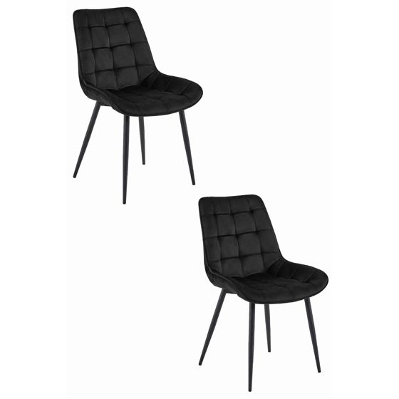 BERA-tuoli, musta sametti, mustat jalat (2 kpl)