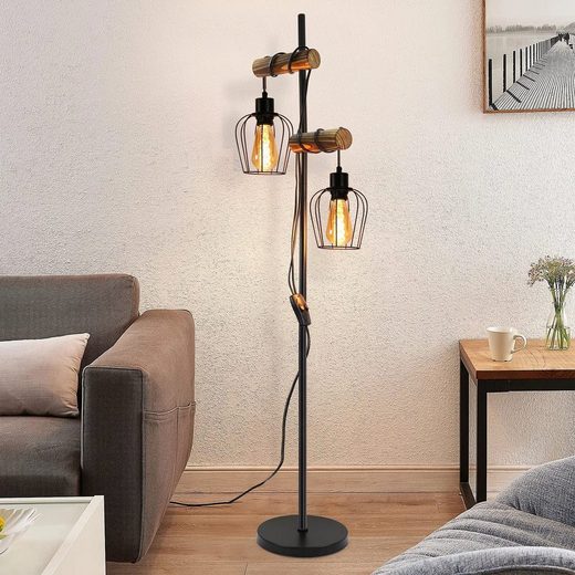 ZMH Vintage-lattiavalaisin olohuoneeseen, 2 valoa, 150 cm johto, teollinen tyyli, makuuhuoneeseen tai eteiseen