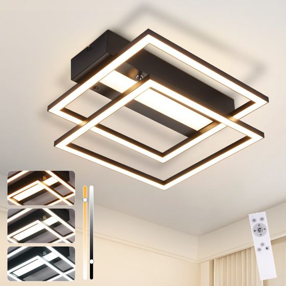 NETTLIFE LED - kattovalaisin olohuoneeseen, 2 kehystä, musta, moderni, neliönmuotoinen, himmennettävä, ihanteellinen eteiseen