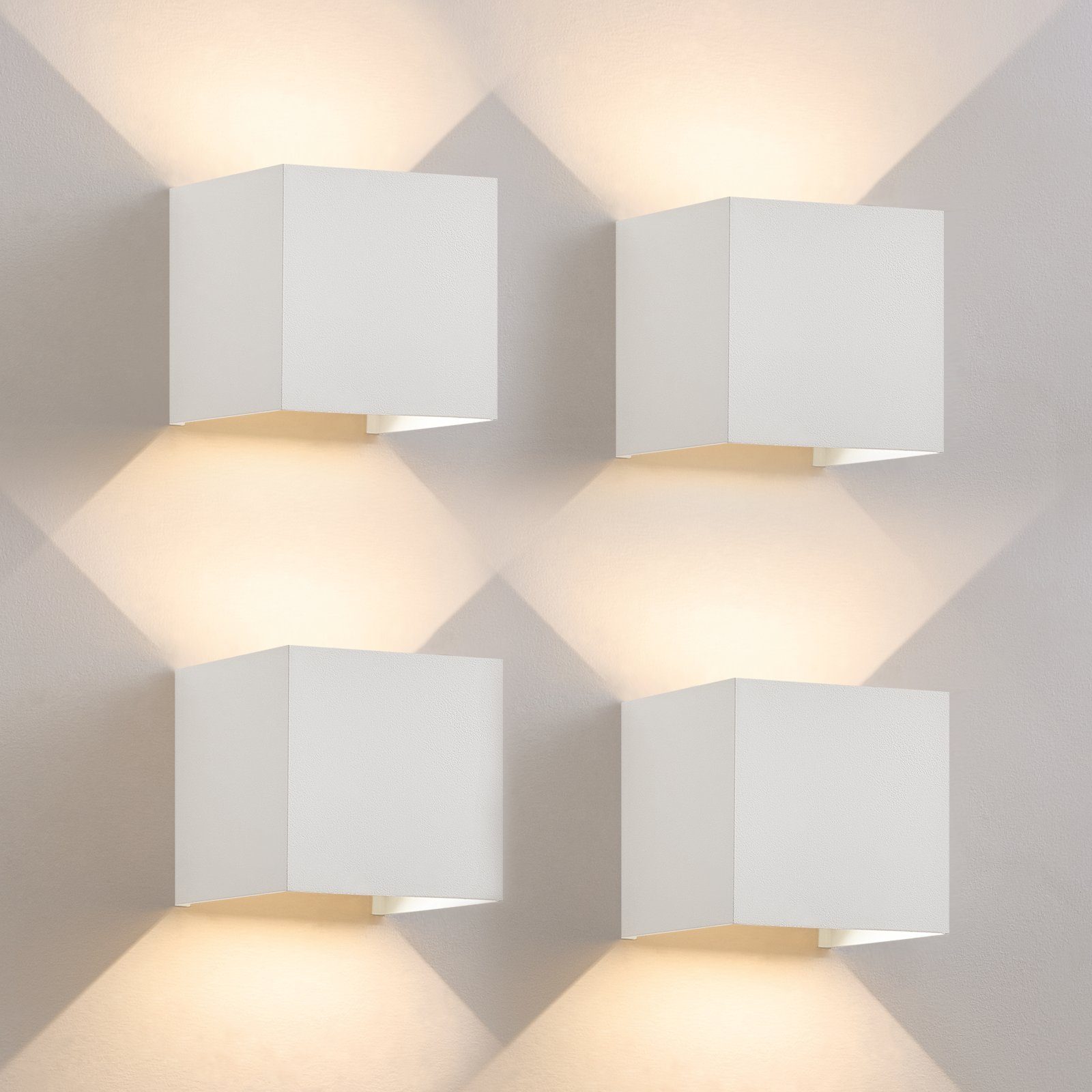 NETTLIFE 5W, LED - seinävalaisin, 4Kpl - Ulko -/sisäseinävalaisin Valkoinen, säädettäväKaksoissäde Vedenpitävä, IP65, 230V, 3000K